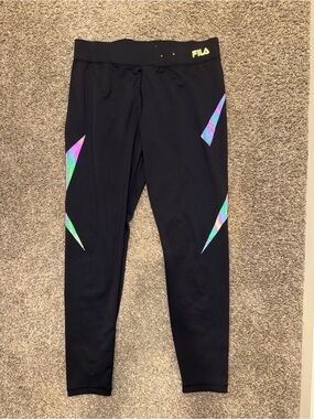Fila Black Leggings with Iridescent Accent Panels